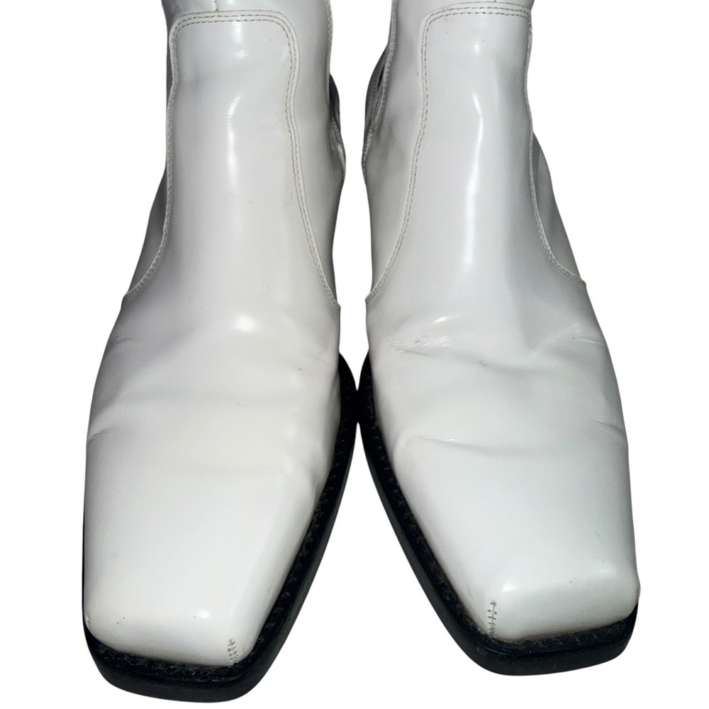Jeffrey Campbell Womens White Leather Square Toe Block Heel Ankle Boots Size 9.5 - Picture 5 of 8